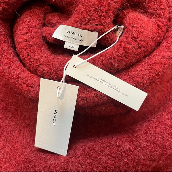 $425 NWT Vince Italian Boucle Turtleneck Tunic
Sweater Alpaca Ruby Ink Red Med - Picture 6 of 7
